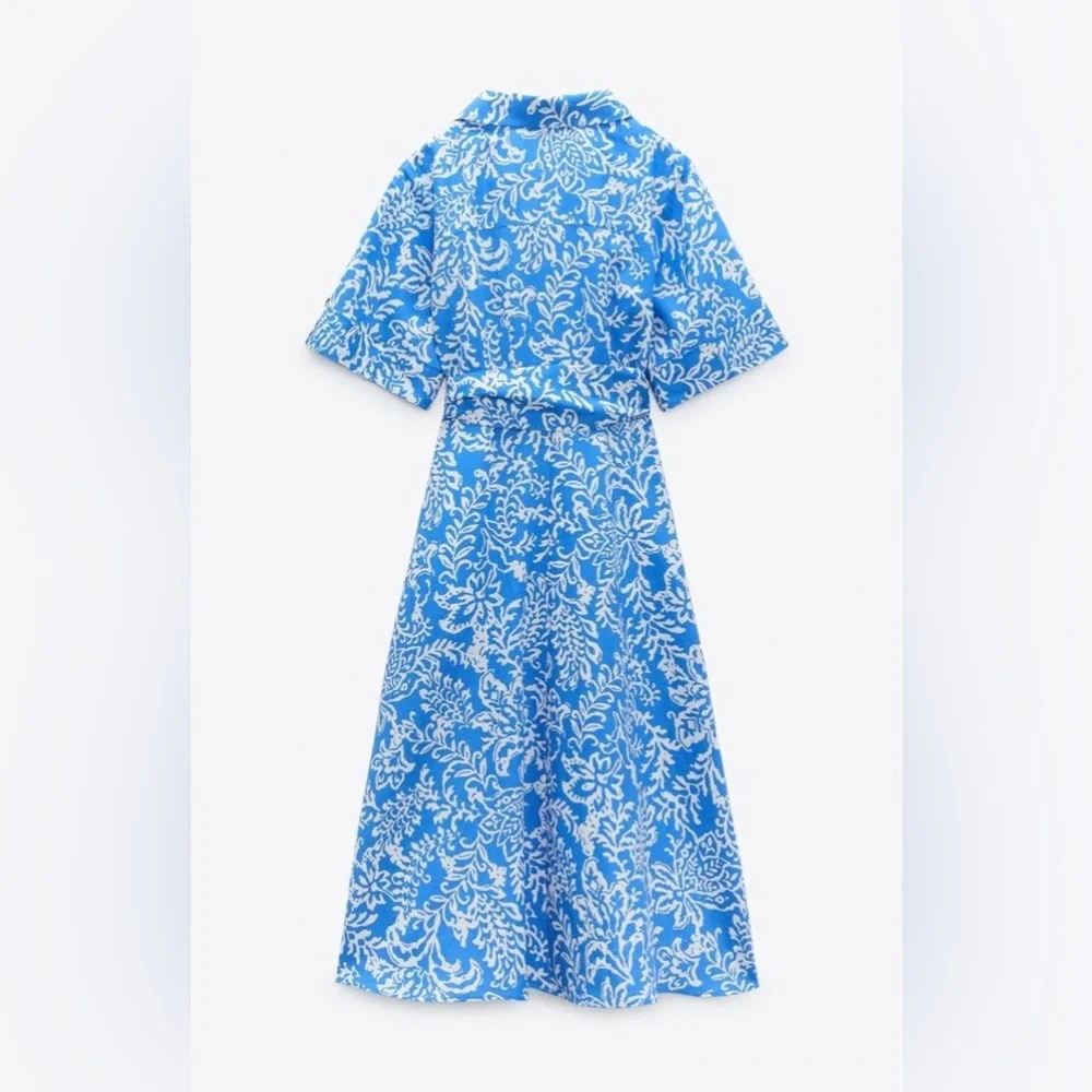 Zara Linen Print Dress - New with Tags - Picture 2 of 2